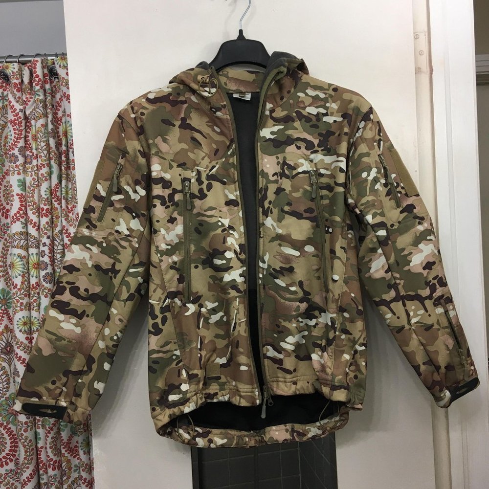 Camo Softshell Coat, Water and Wind Resistant, Army Style Jacket